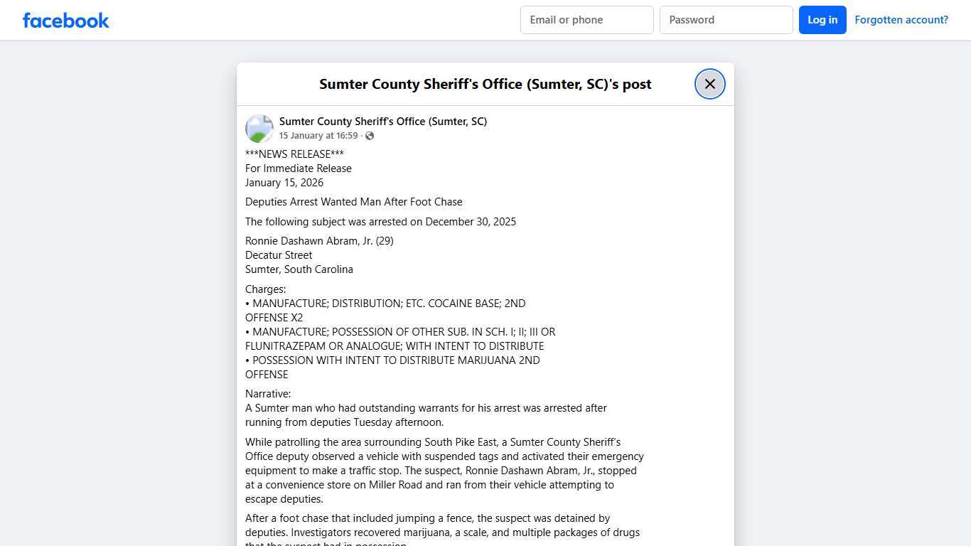 ***NEWS... - Sumter County Sheriff's Office (Sumter, SC) Facebook