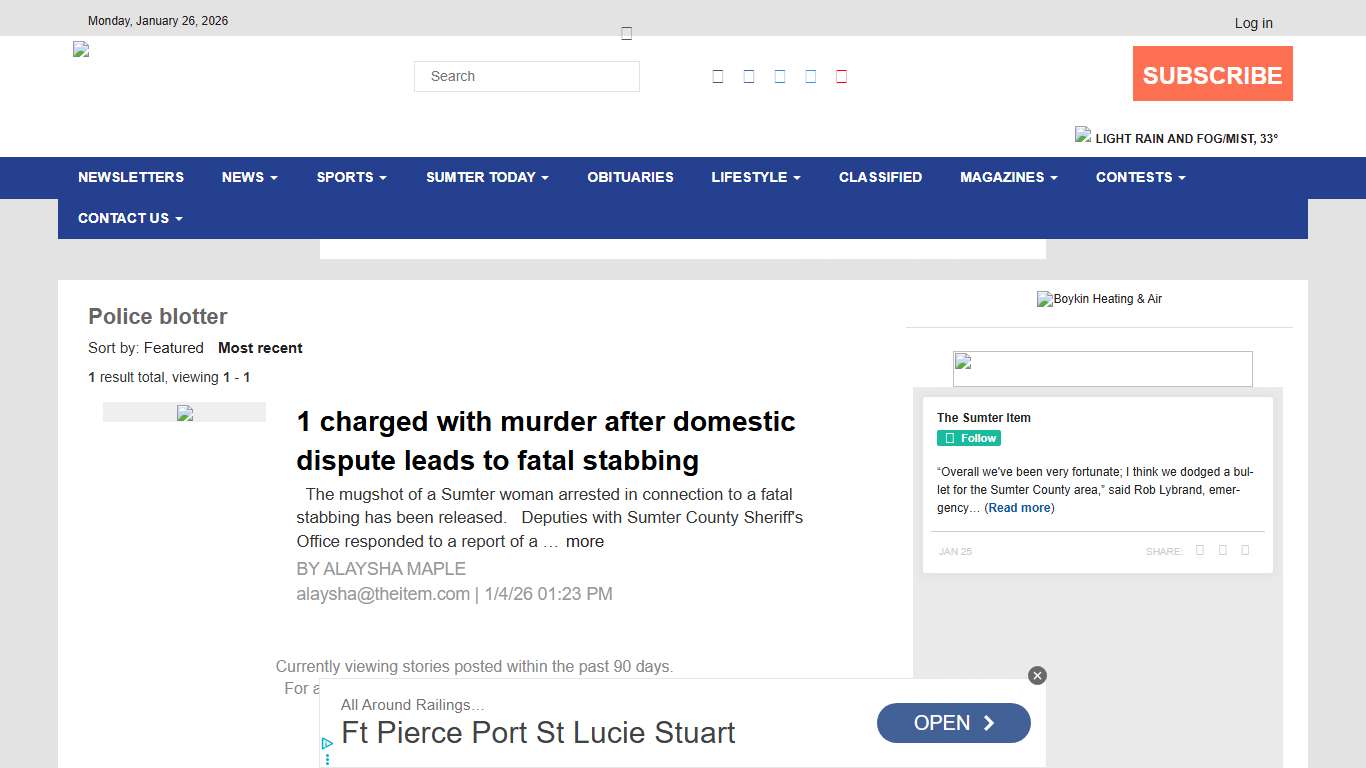 Police blotter - The Sumter Item